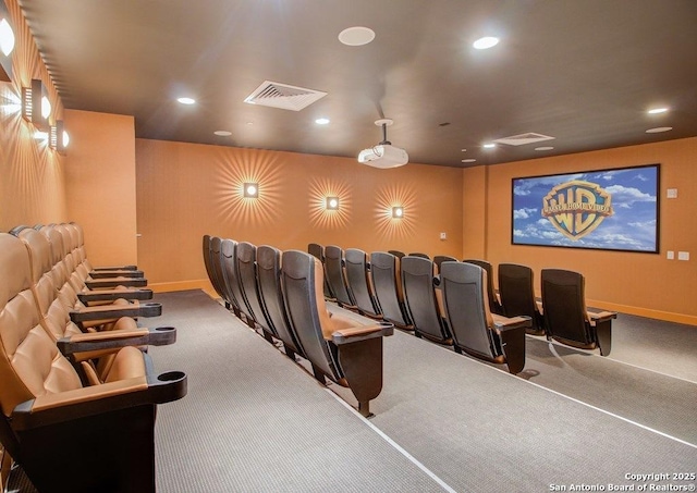 cinema room with carpet