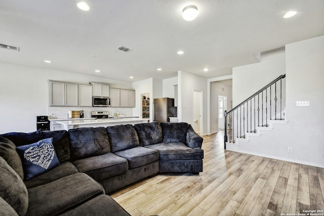 living room featuring light hardwood / wood-style floors