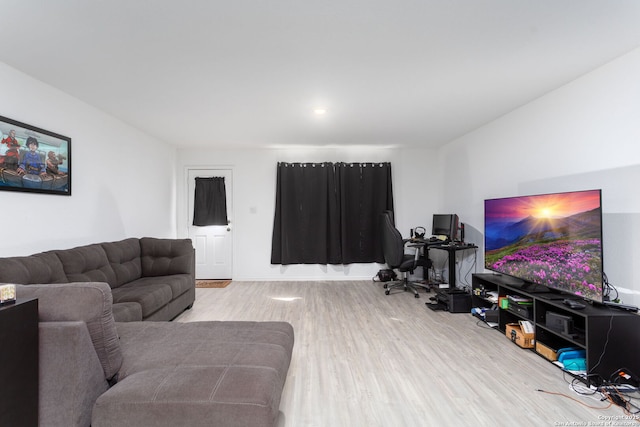 living room with light wood-type flooring