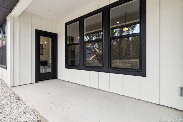 doorway to property featuring a patio area