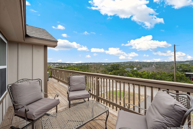 wooden balcony with a deck