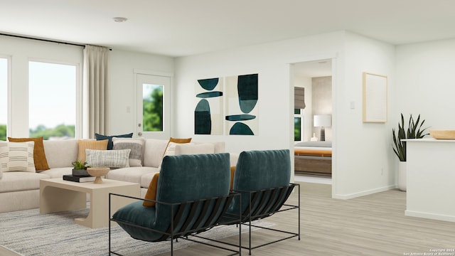 living room featuring light hardwood / wood-style floors