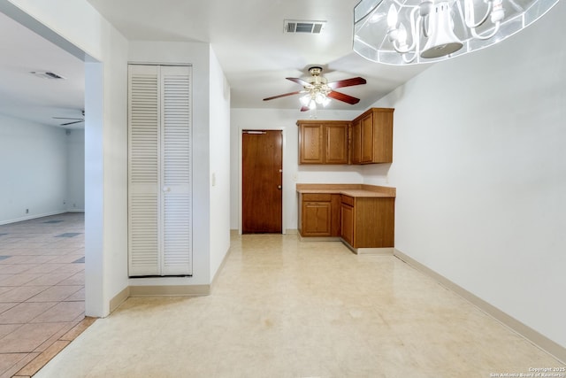 kitchen with ceiling fan