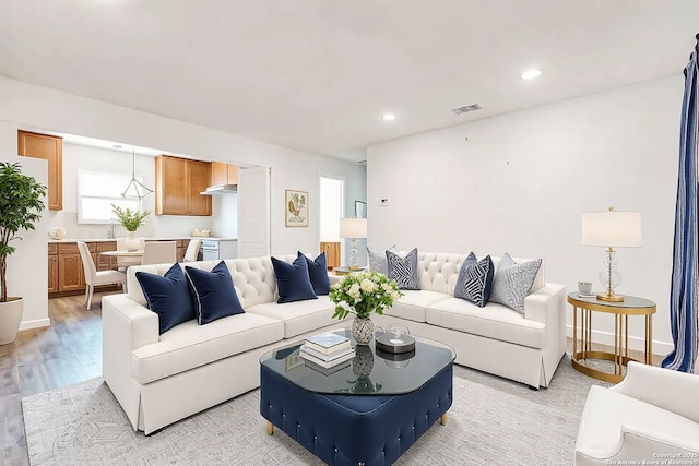 living room featuring light hardwood / wood-style flooring