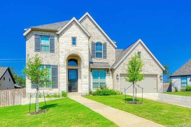 view of front of house featuring a garage and a front yard