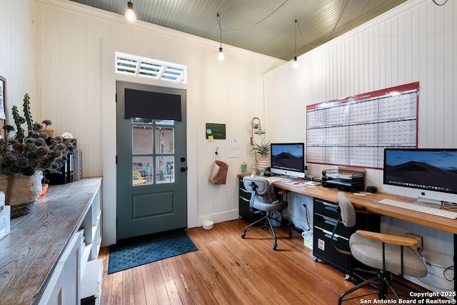 office space featuring light hardwood / wood-style floors