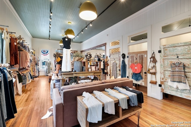 interior space with light hardwood / wood-style flooring