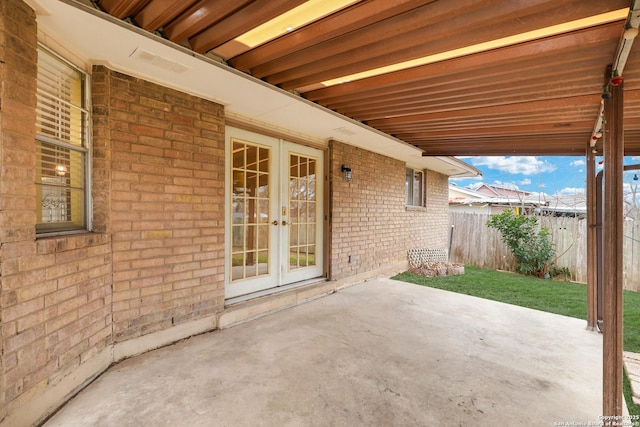 view of patio with french doors