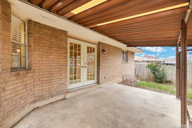 view of patio featuring french doors