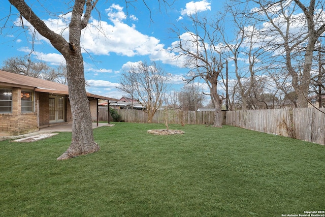 view of yard featuring a patio area