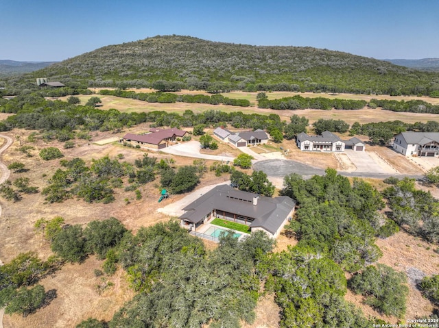 drone / aerial view with a mountain view