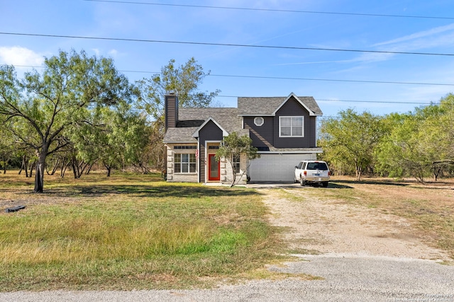 front facade with a garage