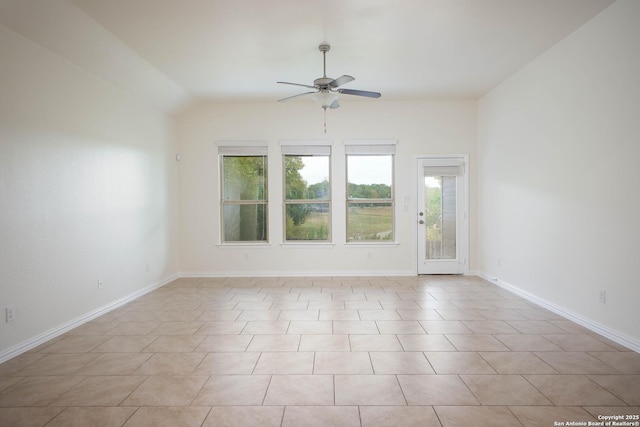 unfurnished room with ceiling fan