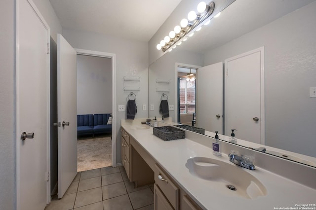 bathroom with vanity and tile patterned floors