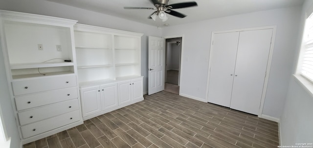 unfurnished bedroom with ceiling fan