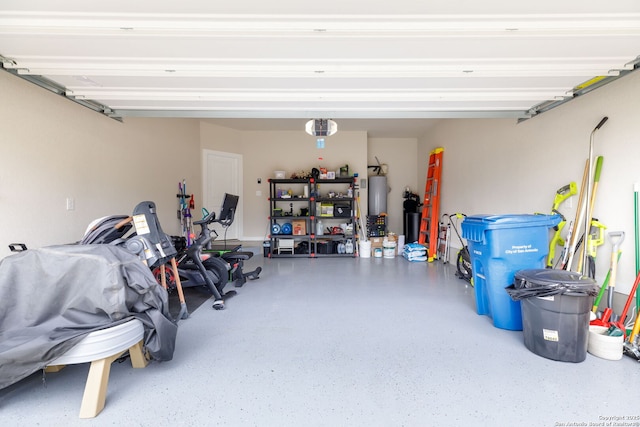 garage featuring gas water heater