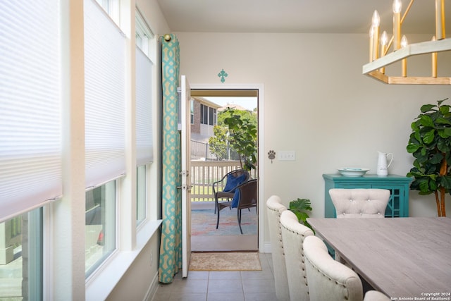 entryway featuring light tile patterned flooring