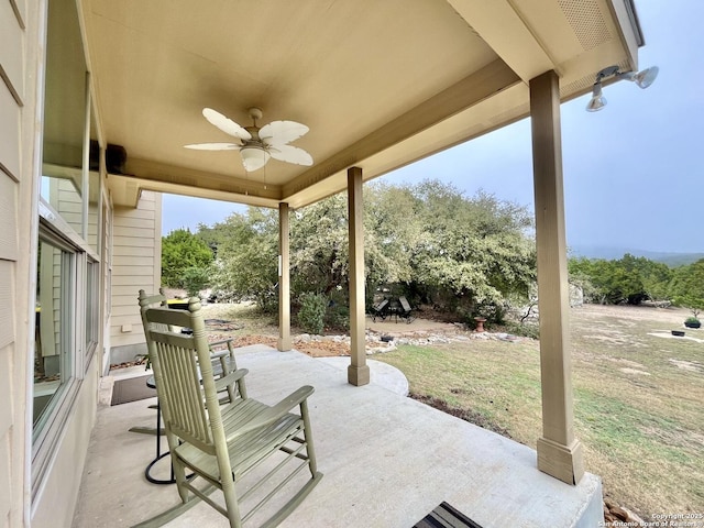 view of patio / terrace featuring ceiling fan