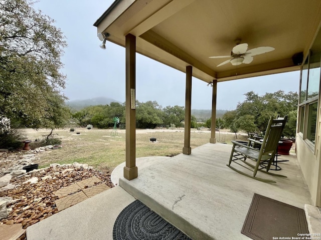 view of patio / terrace with ceiling fan