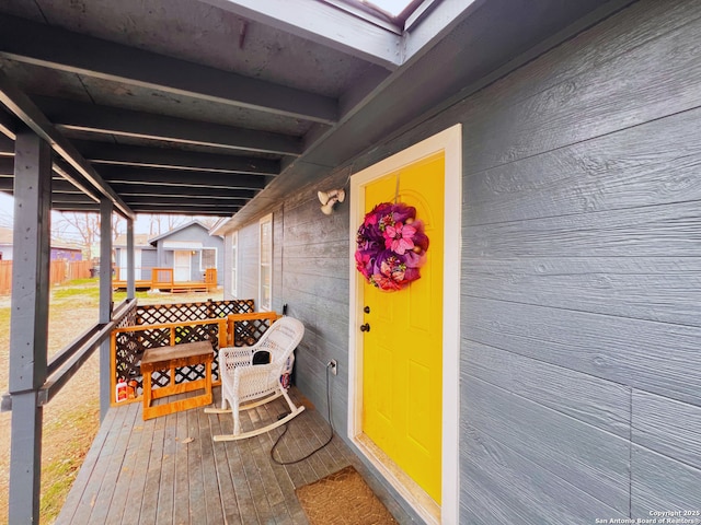 deck featuring covered porch