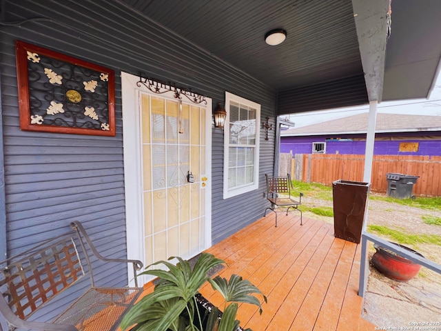 wooden deck featuring a porch