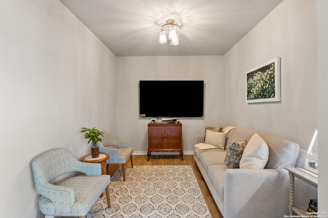 living room featuring baseboards and wood finished floors