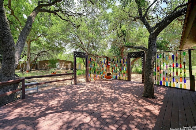 deck with a playground