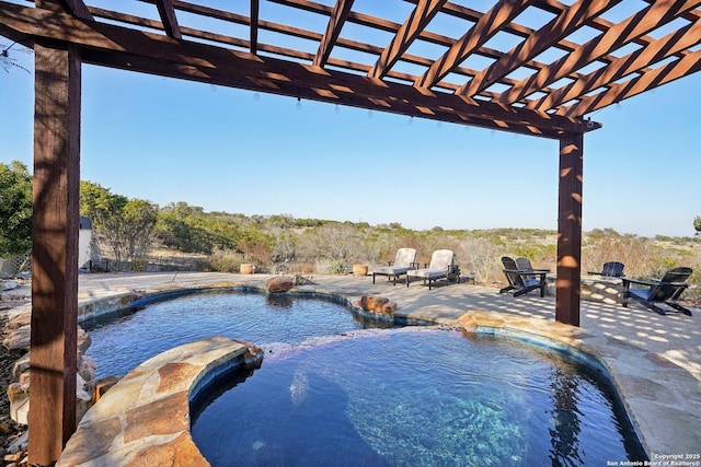 view of pool featuring a pergola and a patio