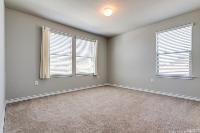 spare room featuring light carpet and a healthy amount of sunlight