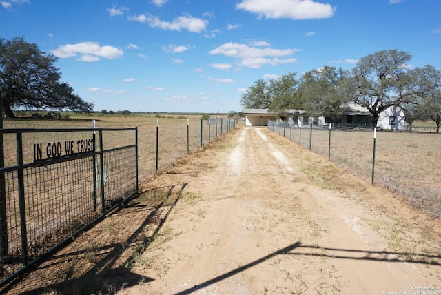 view of street featuring a rural view