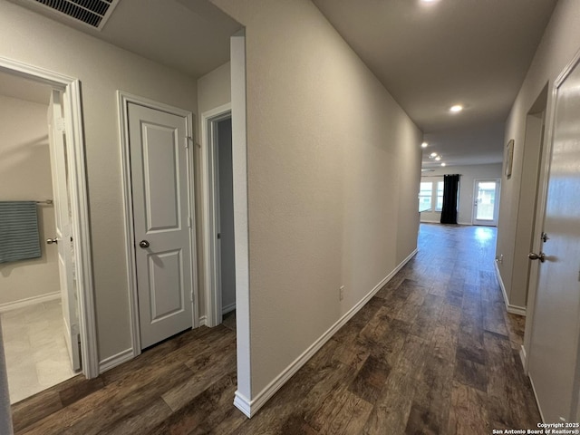 hall featuring dark hardwood / wood-style floors