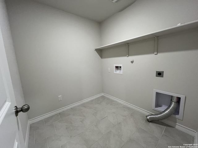 laundry area with gas dryer hookup, hookup for an electric dryer, and hookup for a washing machine