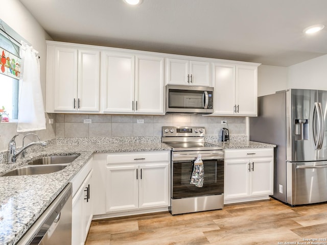 kitchen featuring white cabinetry, sink, and stainless steel appliances