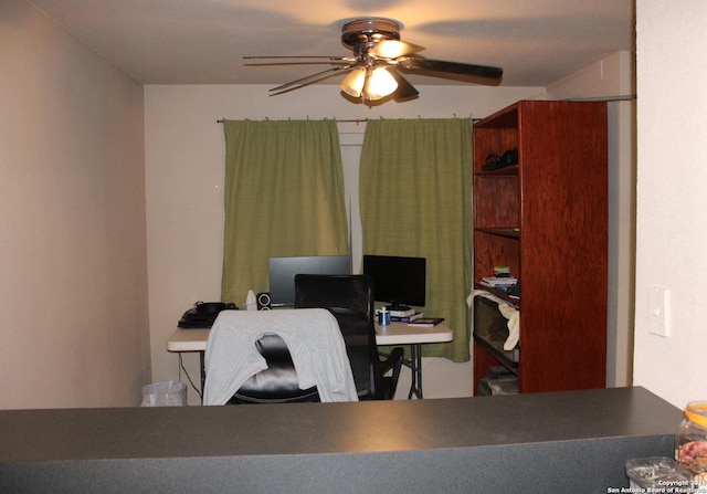 home office featuring ceiling fan