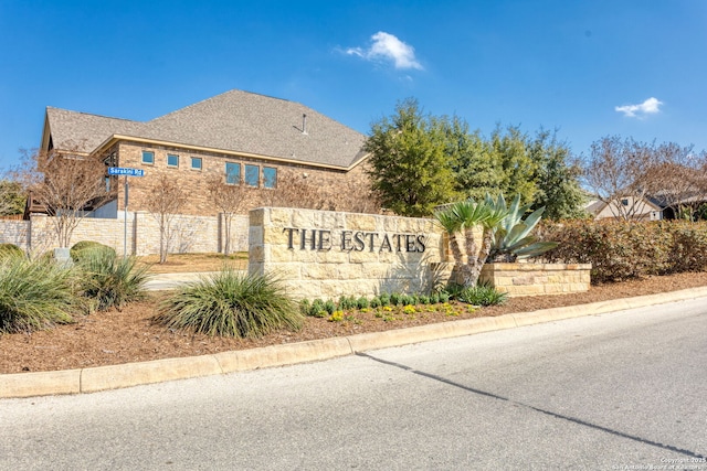 view of community sign