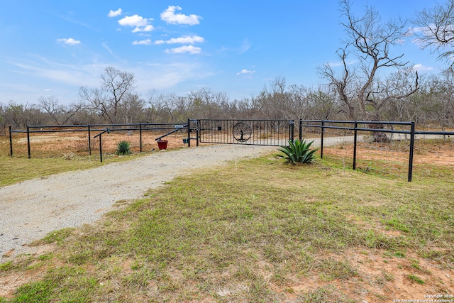 view of yard with a rural view