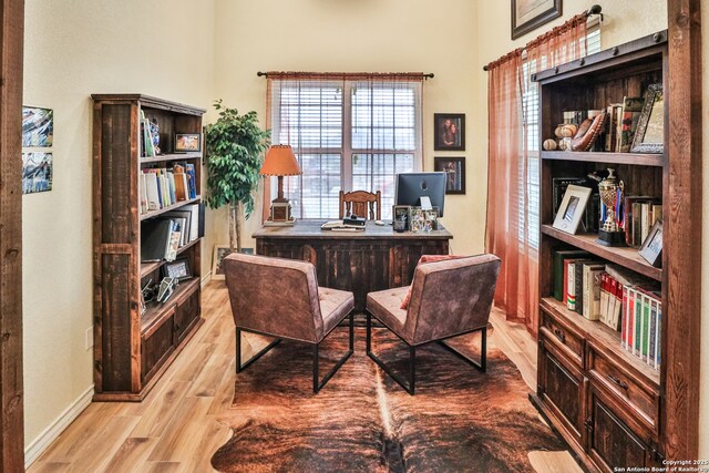 office featuring light wood-type flooring