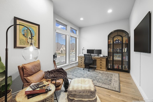 home office featuring light wood-type flooring