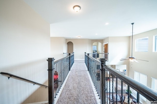 hallway with carpet floors