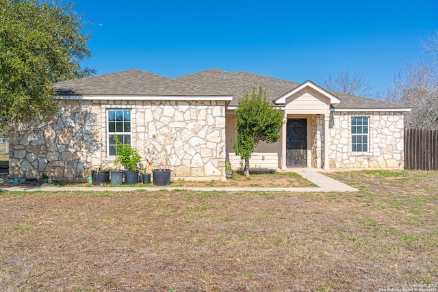 view of front of home with a front yard