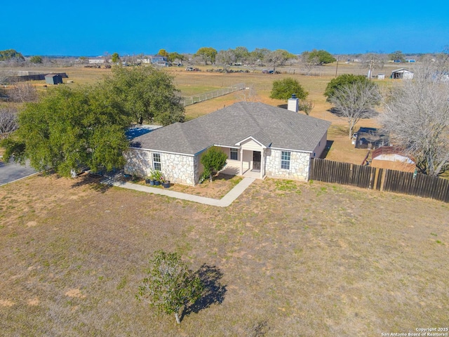 drone / aerial view with a rural view