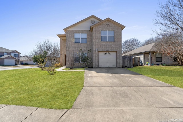 front of property featuring a garage and a front lawn