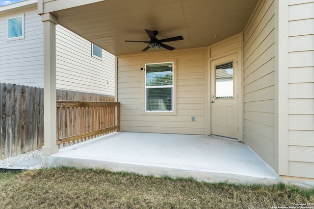 view of patio / terrace with ceiling fan