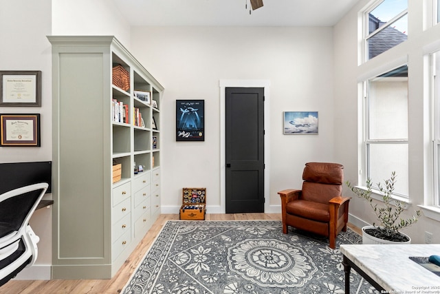 sitting room with light wood-type flooring