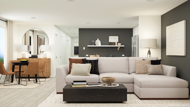 living room featuring light hardwood / wood-style flooring