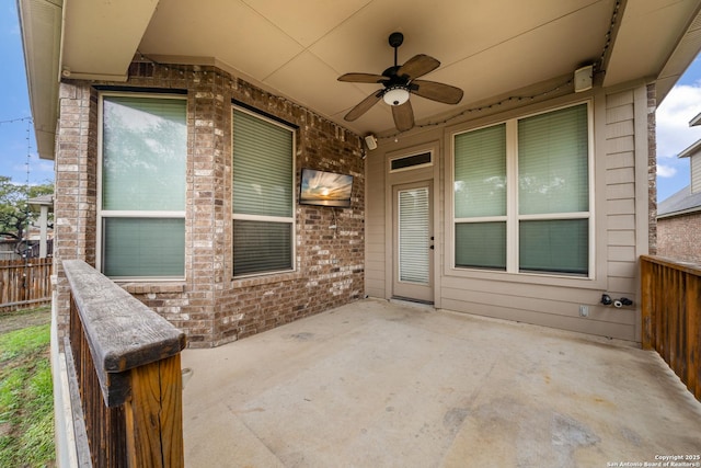 view of patio with ceiling fan