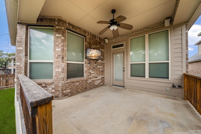 view of patio with ceiling fan