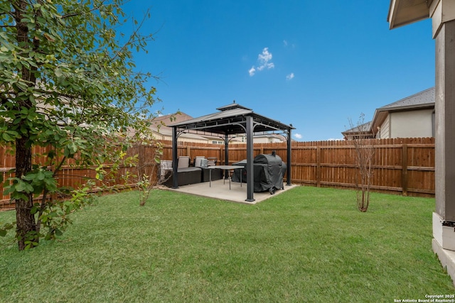 view of yard with a patio area and a gazebo