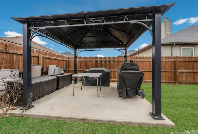 view of patio / terrace featuring a gazebo