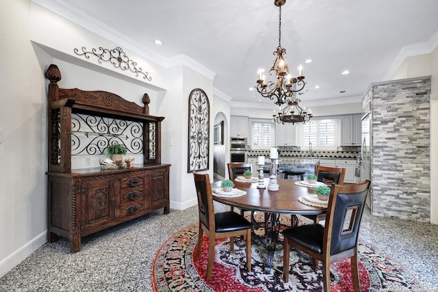 dining room with crown molding